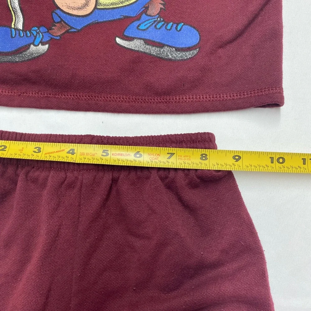 Vintage 1997 Looney Tunes Tasmanian Devil Hockey Sweatsuit Set Toddler 4 Maroon